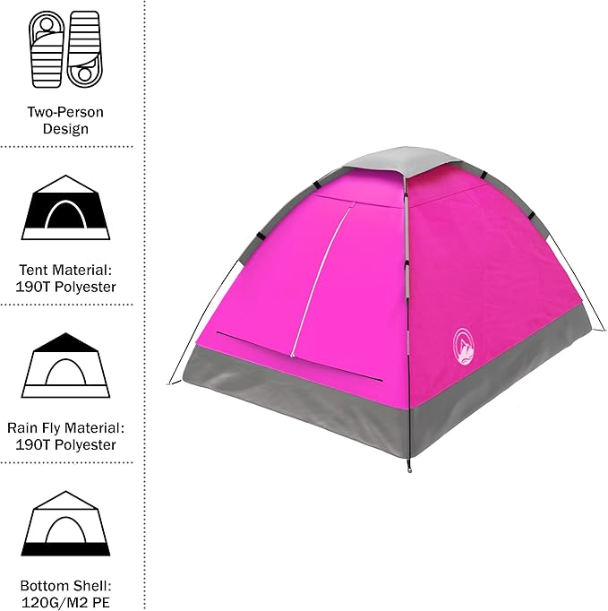 Wakeman Tents 2-Person Tent with Removable Rain Fly and Carry Bag - Comes with Camping Lantern with Fan - Weather-Resistant Camping Accessories by Wakeman