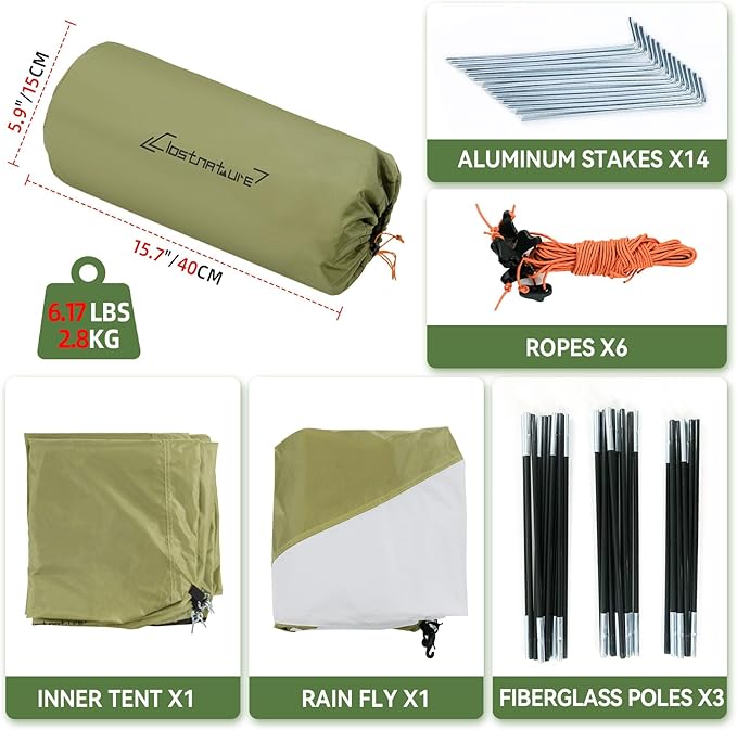 Clostnature Camping Tent with Porch - Waterproof 2 Person Tent for Camping, Easy Setup Lightweight Two Person Shelter for Hiking, Backpacking, Family, Outdoor