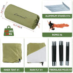 Clostnature Camping Tent with Porch - Waterproof 2 Person Tent for Camping, Easy Setup Lightweight Two Person Shelter for Hiking, Backpacking, Family, Outdoor