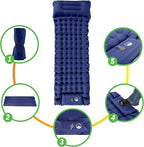 Sleeping Pad for Camping - Inflatable Mat with Built-in Foot Pump - Waterproof Camp Mattress - Camping Gear Must Haves by Wakeman Outdoors (Blue)