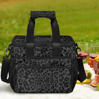 Soft Cooler Bag Black Leopard Print Insulated Lunch Box for Men & Women, Large Leakproof Lunch Bag Portable Beach Cooler for Work, Picnic, Road Trips,Fishing, Travel, Camping
