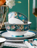 Dinnerware Sets Dish Set 70Pcs Bone China dinnerware Set, Palace Style Color Ceramic Tableware Set, Service for 10 People