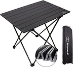 Camping Table Folding Portable Camp Side Table Aluminum Lightweight Carry Bag Beach Outdoor Hiking Picnics BBQ Cooking Dining Kitchen Black Medium