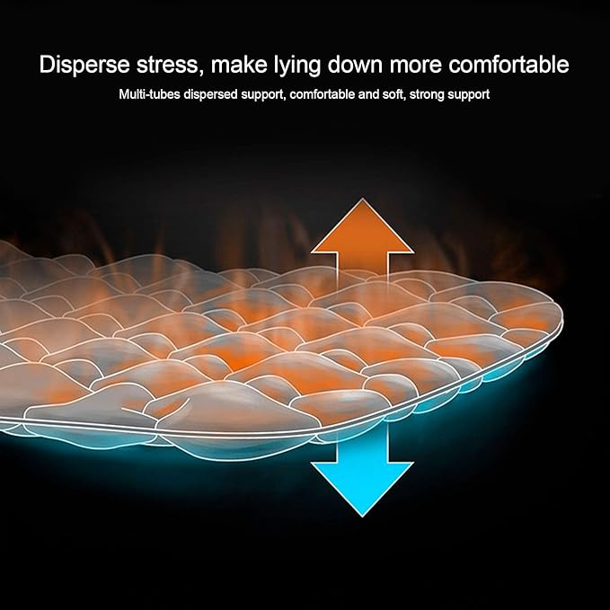 Camping Sleeping Pad Mat | 40D Nylon Fabric & TPU Laminate | Inflatable Cushion Mattress for Tent/Hiking/Travel | 2 - Way Valve, 700g Lightweight (Navy Blue)