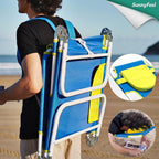 SUNNYFEEL Beach Lounge Chair, Backpack Reclining Beach Chairs Lay Flat, Sun Face Down Tanning Chair, Folding Camping Chairs Portable Camp Cot with Backpack Straps for Outdoor/Picnic/Lawn