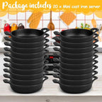 20 Pack Mini Cast Iron Skillets 5 x 5 x 1.3 Inch Cast Iron Pan Small Ramekin Set Black Casserole Dish Cookware Oven Safe Mini Skillets for Kitchen Indoor Outdoor Picnic