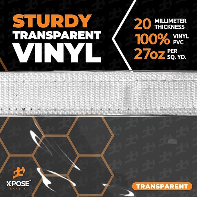 10' x 10' Clear Vinyl Tarp - Super Heavy Duty 20 Mil Transparent Waterproof PVC Tarpaulin with Brass Grommets - for Patio Enclosure, Camping, Outdoor Tent Cover, Porch Canopy - by Xpose Safety