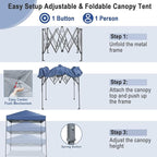 Tangkula 6.6x6.6 Ft Pop Up Canopy, 1 Person Instant Setup Canopy Tent with Center Lock, UPF 50+ Sun Protection, 8 Stakes, 4 Ropes, Portable Outdoor Canopy with Carrying Bag