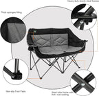 Northroad Folding Loveseat Camping Chair Portable Double Duo Full Padded Garden Chair for 2 Person Sofa w/ 2 Cup Holder,Wine Glass Holder,Mesh Storage,Support 500lbs for Picnic Beach Travel