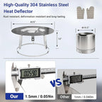 Heat Deflector Fit for Solo Stove Bonfire 19.5", 304 Stainless Steel Heat Diffuser for Bonfire Fire Pit with Grill Gloves & Fix Hoop, Capture and Redirect Warmth, Camping Accessory