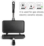 SOUJOY Sandwich Maker, Non-stick Grill Panini Maker Pan with Handle, Stovetop Toasted Aluminum Flip Pan Indoor Outdoor Camping Home Kitchen Breakfast