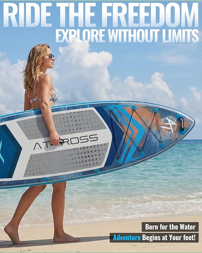 10'6''x33''Inflatable Stand Up Paddle Board, 400lbs Extra Wide Blow Up Paddle Board with Kayak Seat, Premium SUP Accessories Kit & Backpack, Non-Slip Stable Deck Boat for Yoga Fishing Surf