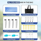 Gardentime Beach Tent Canopy with 8 Sandbags 4 Aluminum Poles, Pop Up Portable Camping Sun Shelter, Easy Set Up with 2 Sand Shovel, Ground Pegs, Carrying Bag for Outdoor Beach,Picnic, Fishing