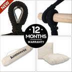 KOMOREBI Hammock Chair - Ivory Black - 60" x 47" - Hanging Rope Swing for Indoor & Outdoor - Soft & Durable Cotton Canvas - 2 Cushions Included - Large Macrame Hanging Chair for Bedroom, Patio, Porch