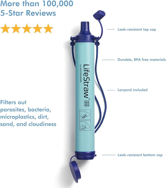 LifeStraw Personal Water Purifier for Hiking, Camping, Travel, and Emergency Preparedness