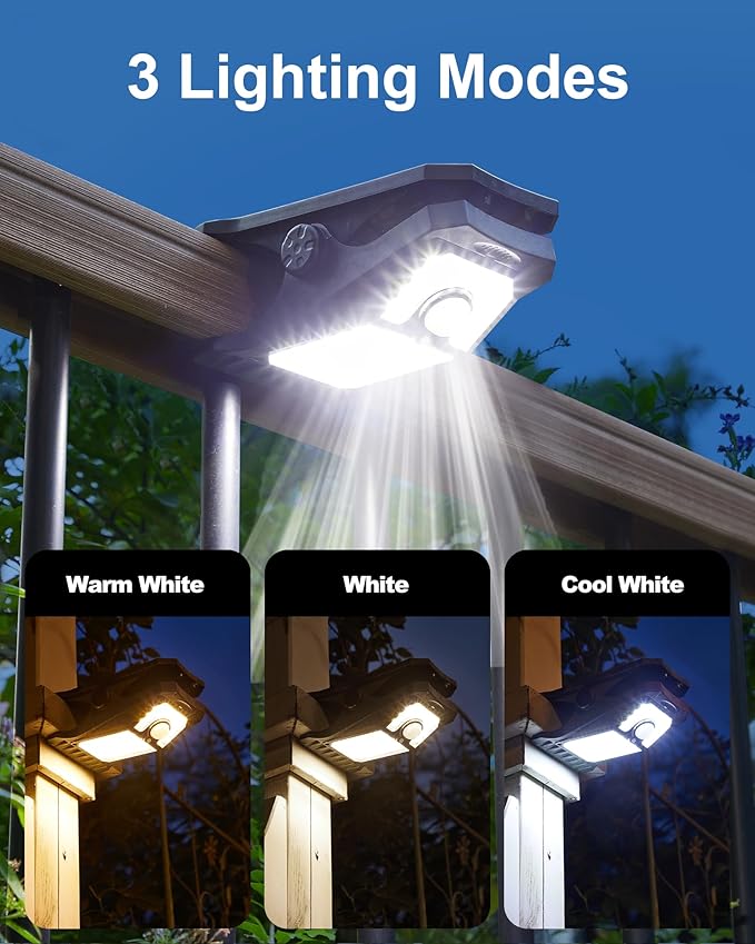 Solar Motion Sensor Lights Outdoor, Clip on Solar Lights Outdoor Waterproof, High Bright Solar Powered Security Lights for Outside Fence Chain Link Camping (1, 118 LED)