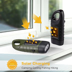 Mudder 4 Pack Hand Crank Solar Powered Flashlight Emergency Rechargeable Led Flashlight Survival Gear Self Powered Charging Torch for Hiking Backpack Camping Safety Emergency Pack (Green, Black)