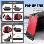 VEVOR Portable Pop-Up Tent, 1-8 Person Insulated Shelter, Large Fishing Area, Hub-Style Shanty for Winter Fishing, Waterproof Oxford Ice Cube with Anchors/Ropes/Carrying Bag