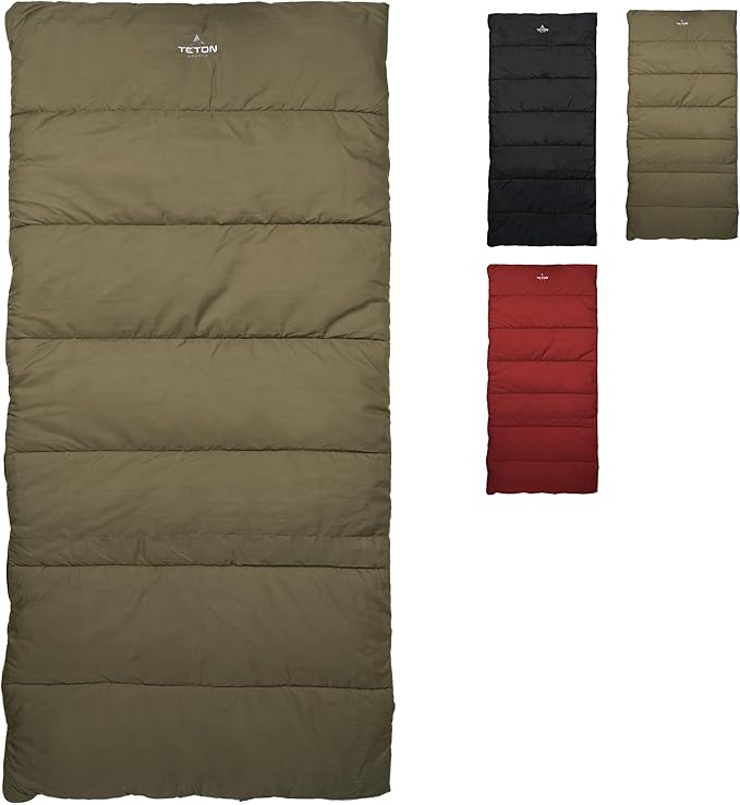 Teton Evergreen Sleeping Bag for Adults – Warm & Cozy All-Season Camping Sleeping Bag with Spacious Fit for Cold Weather or Mild Nights