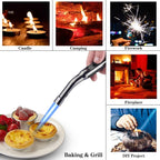 Yeuligo Torch Lighters, 7.6in Long Butane Lighter with Visible Window, Adjustable and Refillable Lighter for Kitchen Fireplace Camping Candle Grill BBQ Fireworks. Black (Gas Not Included)