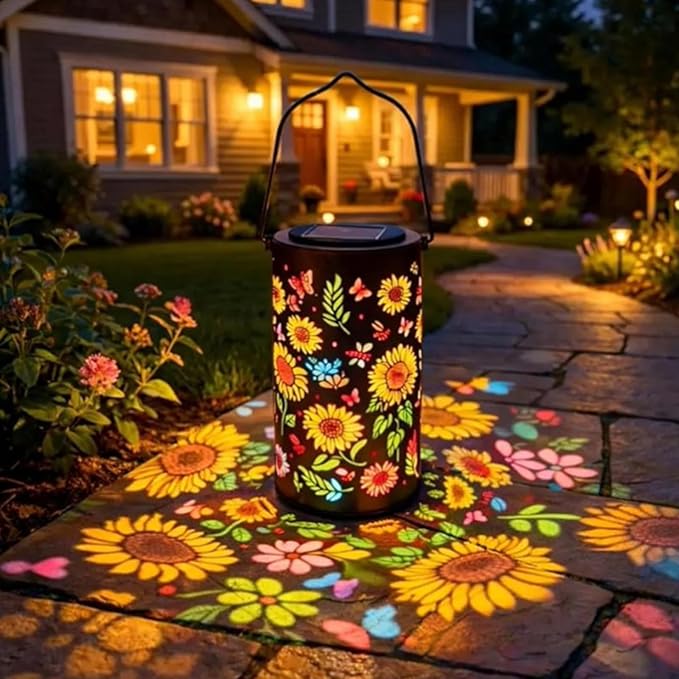 Colorful Sunflower Glow Solar Garden Lantern, Twinkle Halo Lantern, 2026 Waterproof Outdoor Solar Powered Hanging Light for Garden, Let Your Garden Bloom with Light After Sunset (B1-2PCS)