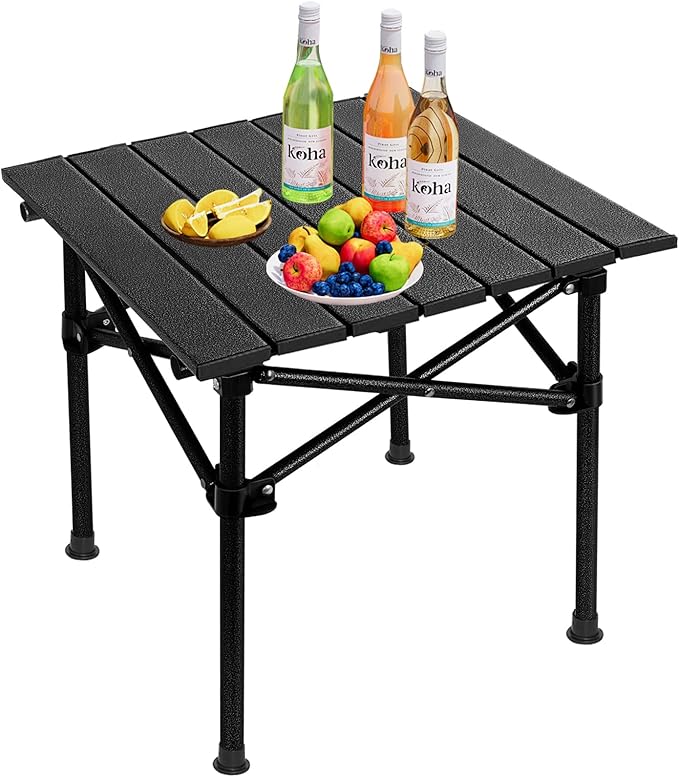 Camping Table Roll up Table,2-4 Person Portable Adjustable Height Roll up Aluminum Table with Carry Bag