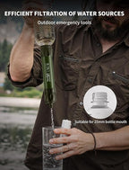 Tentock Portable Water Filter Straw for Camping & Survival, 0.01 Micron Personal Water Purifier with Syringe for Backpacking & Emergency, 2000L Capacity