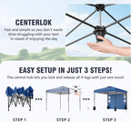 10X10 Pop Up Canopy Tent,Removable Pockets Sidewall for Extra Storage,Easy Up Canopy,Heavy Duty One Person Set Up Event Tent,Blue