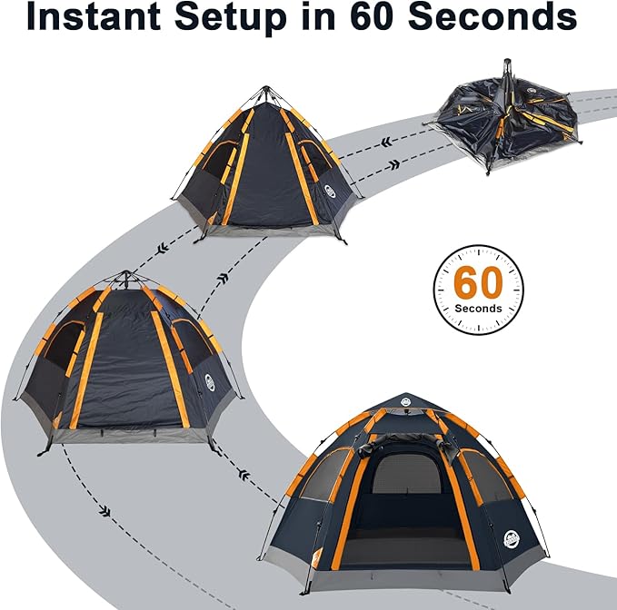 ADSMART Instant Tents for Camping 2/3/4/5 Person Tent Waterproof Easy Setup Sets Up Backpacking Tents with Carry Bag for Outdoor Hiking