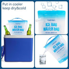 6 Pack Reusable Ice Bags for Cooler 5lb Cooler Ice Cube Bag with Sealed Sliding Handle, Long Lasting Cold Dry Freezer Packs Leakproof Ice Bag for Camping, Hiking, Fishing and Drinks(11 x 14)