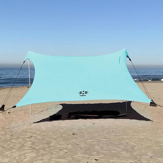 Neso Gigante Portable Beach Tent Sun Shelter - Lightweight Beach Shade Canopy - Easy Setup for Family Outings - Patented Reinforced Corners - UPF 50+ Sun Protection - 8ft Tall, 11 x 11ft - Seafoam