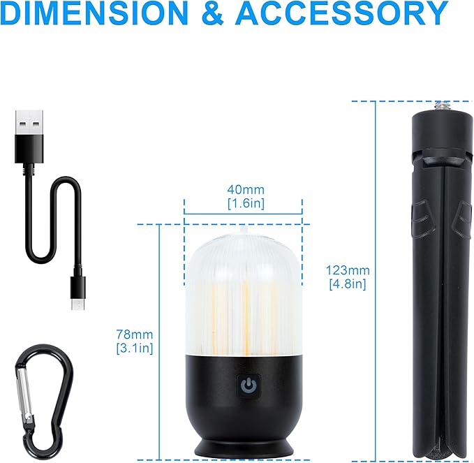 2 Pcs Tent Light for Camping Hanging,4 Lighting Modes Camp Light,Aluminum Alloy Tent Lights for Camping,Rechargeable Mini Camping Lantern for Backpacking,Power Outages,Hiking