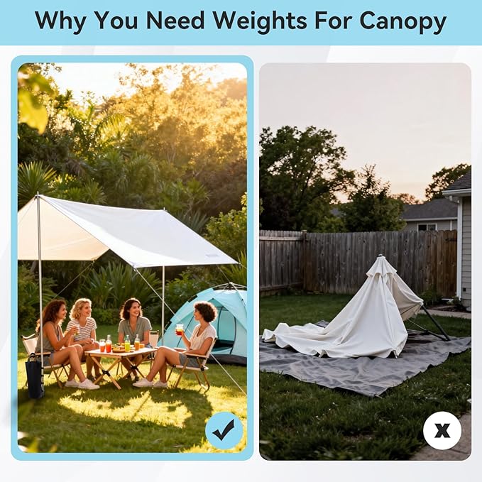 140 LBS Top Zipper Sand Bags for Canopy Legs, Canopy Weights Set of 4, Extra Large Sand Bags for Weights, Pop up Canopy Tent, Gazebo, Carport, RV Awning, Outdoor Sun Shelter(Without Sand)