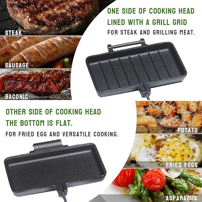 Double Pie Iron Sandwich Maker for Camping, Cast Iron Campfire Pie Cooker, Campfire Cooking Equipment Mountain Pie Maker