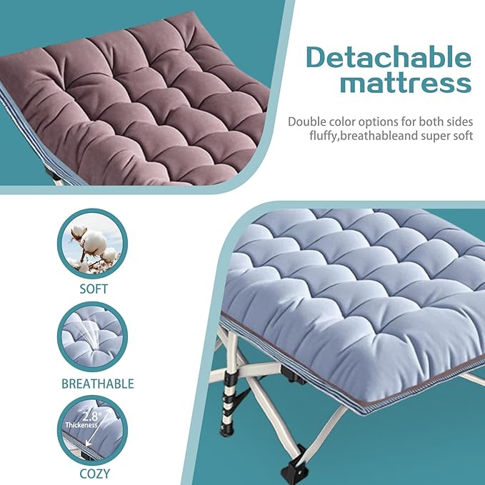 XXL Camping Cots 2 Pack Extra Large Sleeping cots with Comfortable Mattress Oversize Camping Bed for Adults Cots Include Carry Bag for Adults Portable Cot Easy to Set Up Indoor Outdoor Office Nap