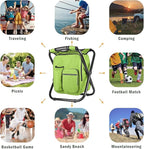 Kikerike Backpack Stool Cooler Chair Heavy Duty 300 LBS Max Load Portable Lightweight Stool Backpack Folding Fishing Cooler Seat for Camping Hunting Fishing - Grass Green