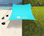 Beach Canopy Windproof Design, Sun Shelter UPF50+ Portable Family Tent with 6 Sandbags Anchors 10x10 FT 2 Pole Pop Up Outdoor Shelter for Beach, Camping, Fishing, Backyard
