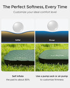 Acacia 4" Thick Self Inflating Sleeping Pad with Foam, Innovative Y-Shaped Telescopic Structure, Ultraportable Camping Air Mattress with Pump Sack, Easy Roll Up Sleep Bed for Travel Tent Car