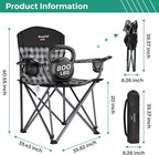 SUNNYFEEL Oversized Folding Camping Chair 800 LBS Heavy Duty for Big Tall People Red Padded Portable Collapsible Chairs with Armrest Cup Holder & Pocket for Outdoor Travel Picnic Camp Sports