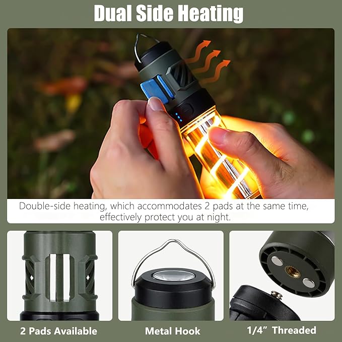 Repelix 𝓜𝓸𝓼𝓺𝓾𝓲𝓽𝓸 Repellent, Buzz Defense Portable, LED Rechargeable Flashlight Camping Lantern with Dual-Heating, Magnetic Design, Tripod Mount Buzz Repel Light for Patio Camping, 12Refills