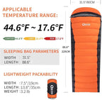Ultralight Down Sleeping Bag for Adults - 600 Fill Power, Cold Weather, Backpacking, Camping, Hiking