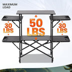 Slim-Fold Camping Kitchen Table, Metal Folding Portable Outdoor Cook Station with 4 Side Tables, 2 Storage Shelves & Carrying Bag, Heat Resistant Quick Set-Up for Picnic BBQ