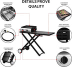 Bonnlo Foldable Flat Top Grill with 2 Burner, Powerful 20,000 BTU Propane Gas Grills with Ignition, Enamel Griddle, Side Shelf & Portable Cart with Wheels for Outdoor Camping Hibachi Grill Use