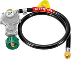 GasSaf 3FT 2 Stage Propane Regulator with Hose 90 Degrees RV Propane Regulator Hose Suitable for Dual Fuel Generator, RV Appliance, Gas Grills and More, 3/8 Female Flare Nut