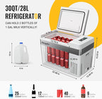 BougeRV 12 Volt Refrigerator, 30 Quart Portable Freezer, 12V Car Fridge Compressor Cooler -8℉~50℉, 12/24V DC, 110~240 Volt AC, for Truck RV SUV, Camping, Road Trip, Travel