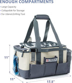 Large Grill Caddy - BBQ/Tailgating Accessories, Insulated Condiment Holder - Camping, Picnic, BBQ, Tailgating, Family Gathering - Ivory-Grey, 1 Gallon, 16"W x 11"D x 11.5"H