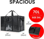 NZ home Insulated Bags for Food Delivery (3XL PRO) Grocery Shopping Cooler Bag, Pizza Delivery, Hot & Cold Catering Tote, Reusable, Foldable & Heavy Duty (Blue)