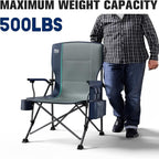 Timber Ridge 500lbs Oversized Folding Camping Chair, Heavy Duty Lawn Chair for Adults, Portable Collapsible High Back Chair with Cup Holder, Side Pocket Cooler Bag, for Outdoor, Sports, Blue