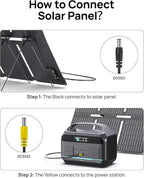 Portable Power Station 600W (1200W Surge) with 100W Solar Panel Included, 576Wh LiFePO4 Electric Generator, 1Hr Fast Charging, 100W USB-C PD Output, Solar Power Bank for Home Emergency, Camping, CPAP