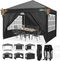 COBIZI 10x10 Pop Up Canopy Tent with 4 Sidewalls Party Tents Waterproof UPF 50+ Commercial Instant Outdoor Events Tent for Parties Markets Backyard, Ropes（10 x 10 ft Black